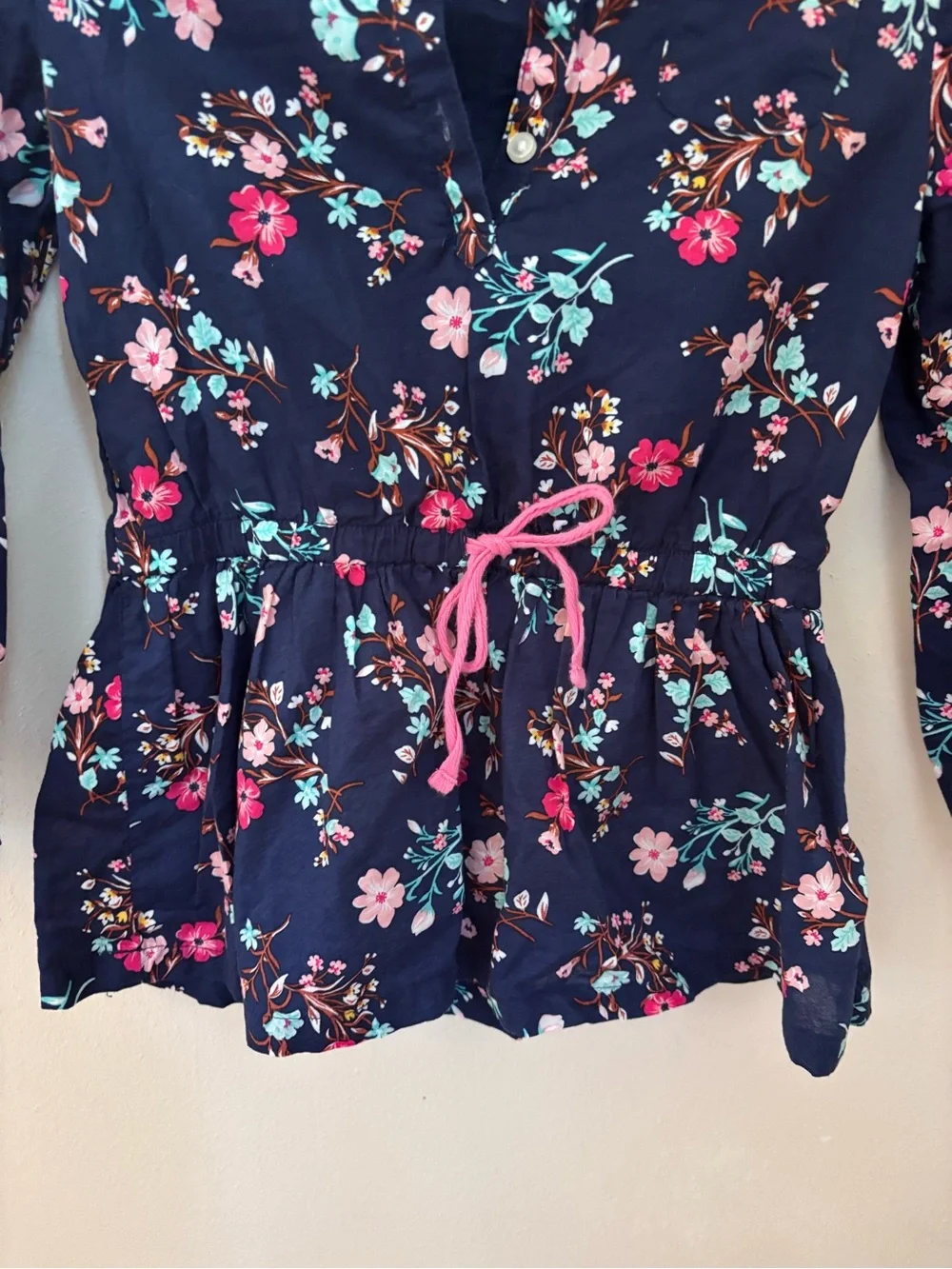 Carter’s Girls Size 6 Navy Floral Long Sleeve Peplum Blouse